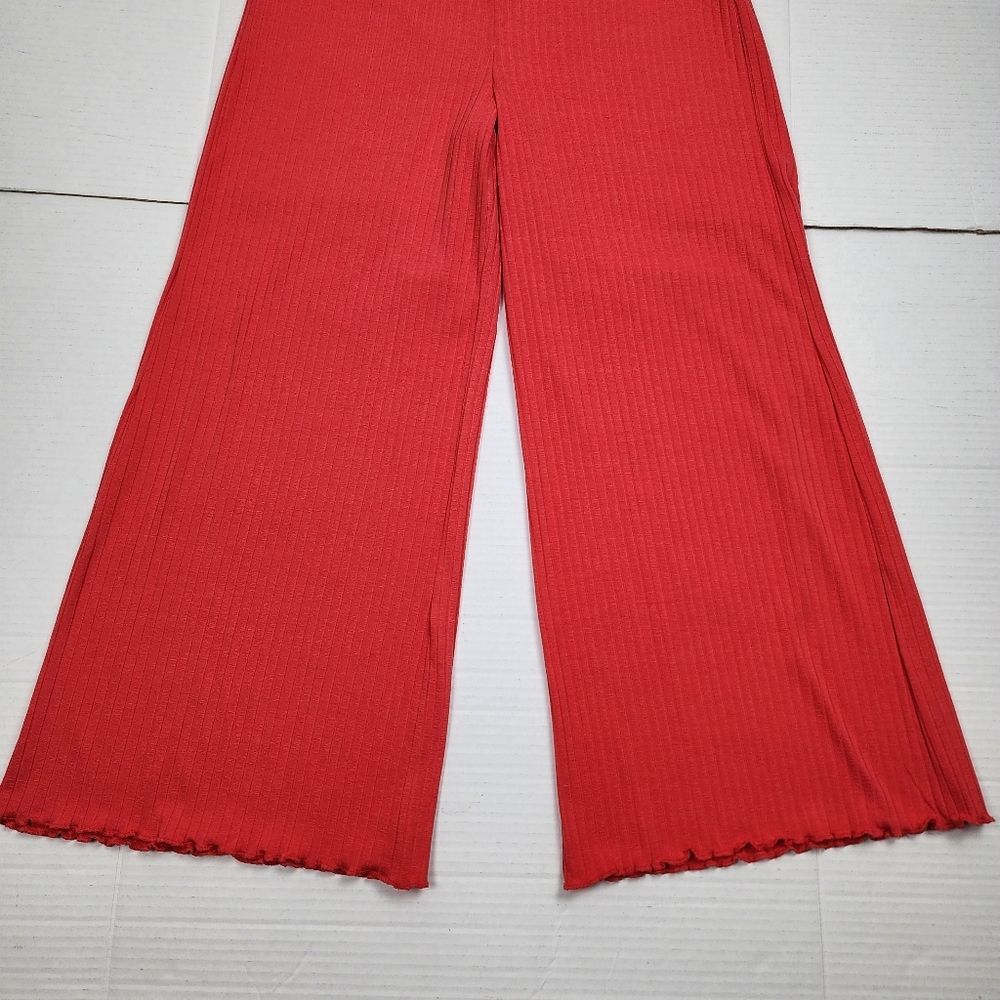 Billabong Easy Waves Pants Ribbed Wide Leg Cropped Red Coral Size L - Picture 13 of 14